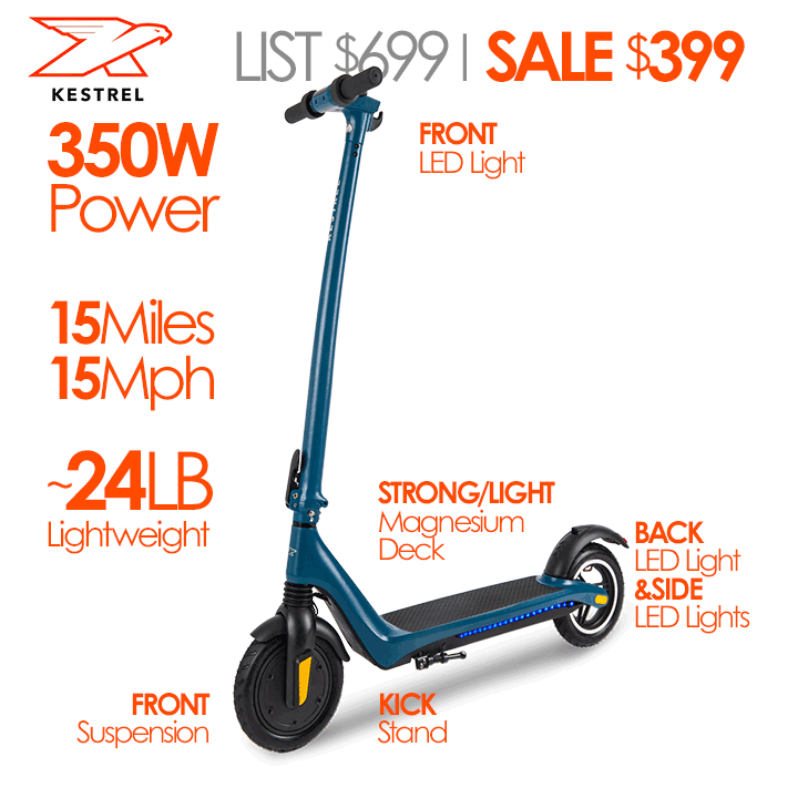 Kestrel eBikes / Electric Scooters on Sale 15MPH! Top Rated 350 Watt Power, Urban, Commuter, City Electric Scooters Kestrel Electric Scooter
