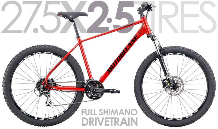 LTD QTYS of these Wide Tire 27.5/650B Mountain bikes Motobecane Fantom 2.5 27.5/650B Advanced Aluminum 27.5 Mountain Bikes with LockOut Forks, FULL SHIMANO 3X8Speed + Shimano Hydraulic Disc Brakes, 2.5 inch Tires